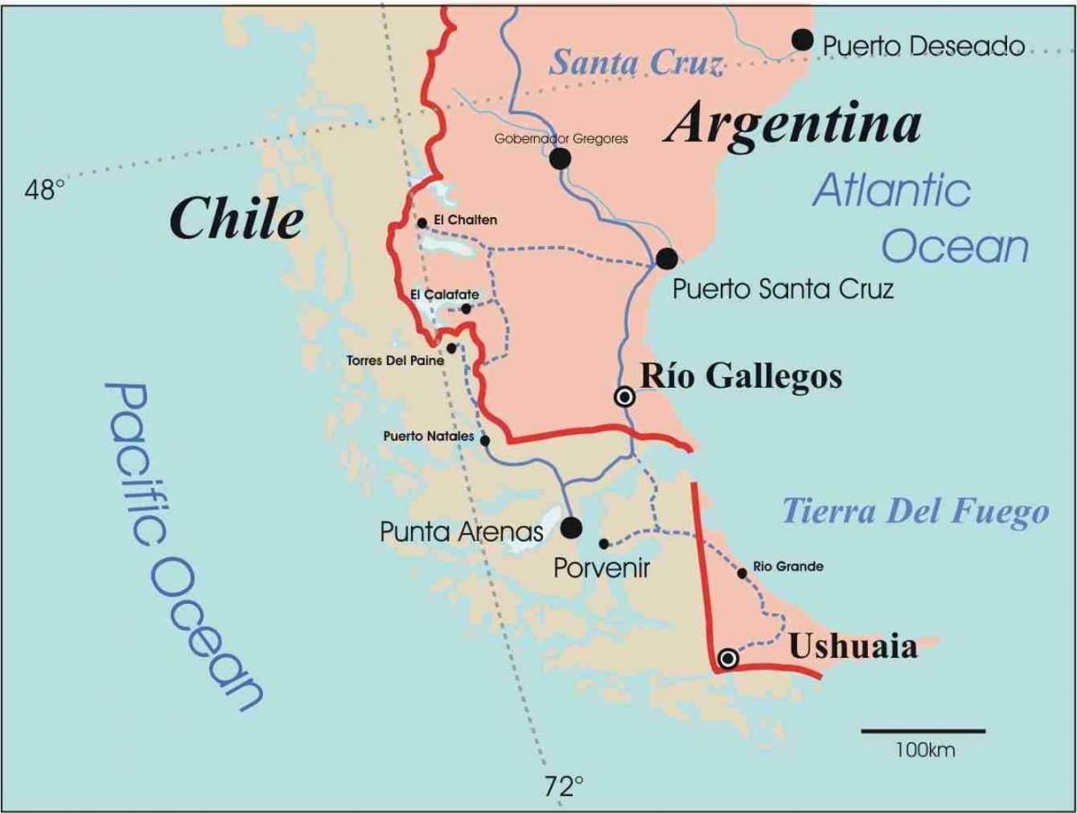 Žemėlapis Čilės patagonija