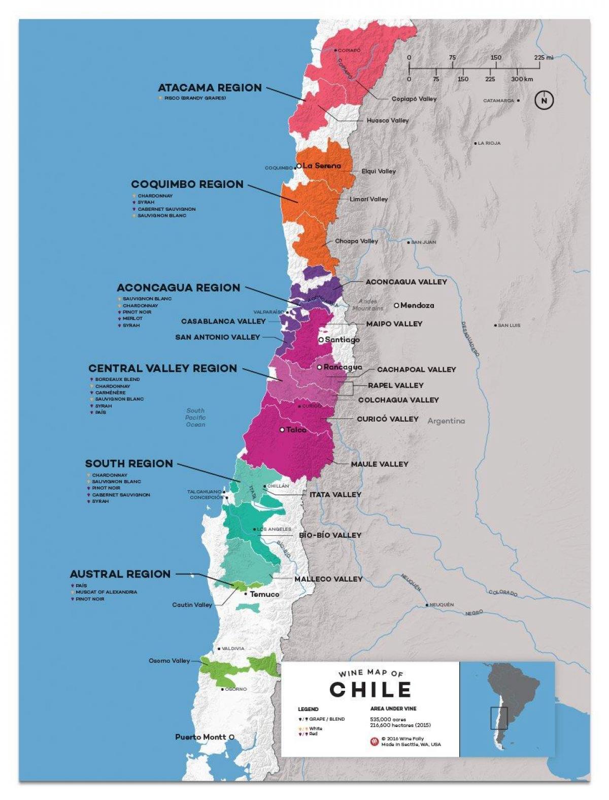 Čilės vynas šalies žemėlapį