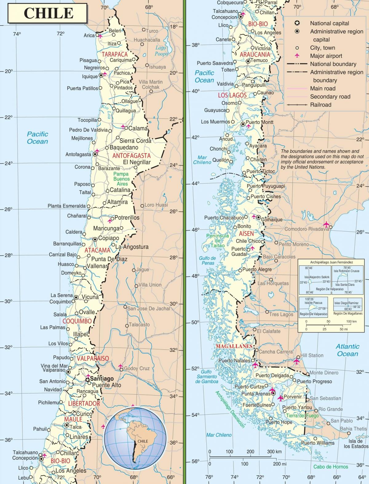 žemėlapis de Čilė