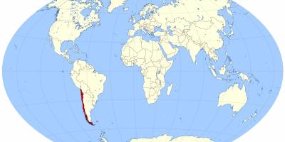 Pasaulio žemėlapis, kuriame Čilė