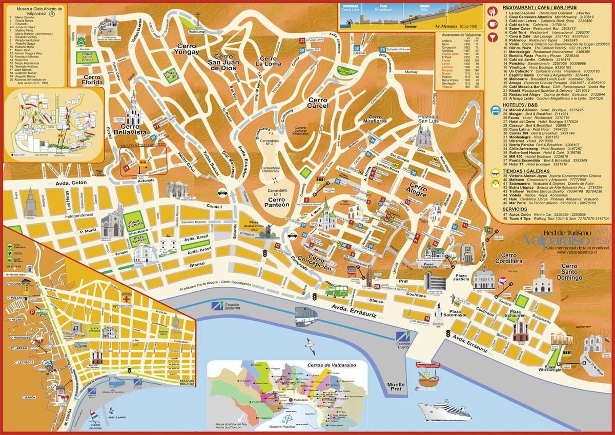 turizmo žemėlapis Čilė, valparaiso