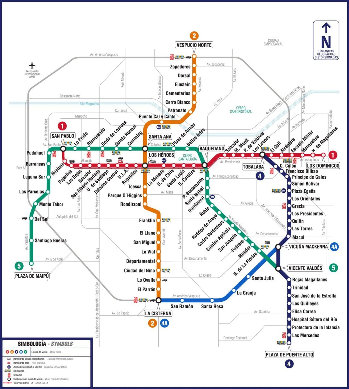 Žemėlapis metro Čilė