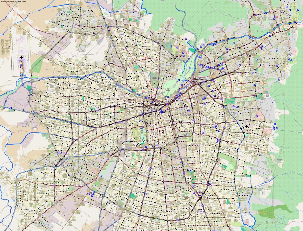 žemėlapis mieste santjagas (Čilė