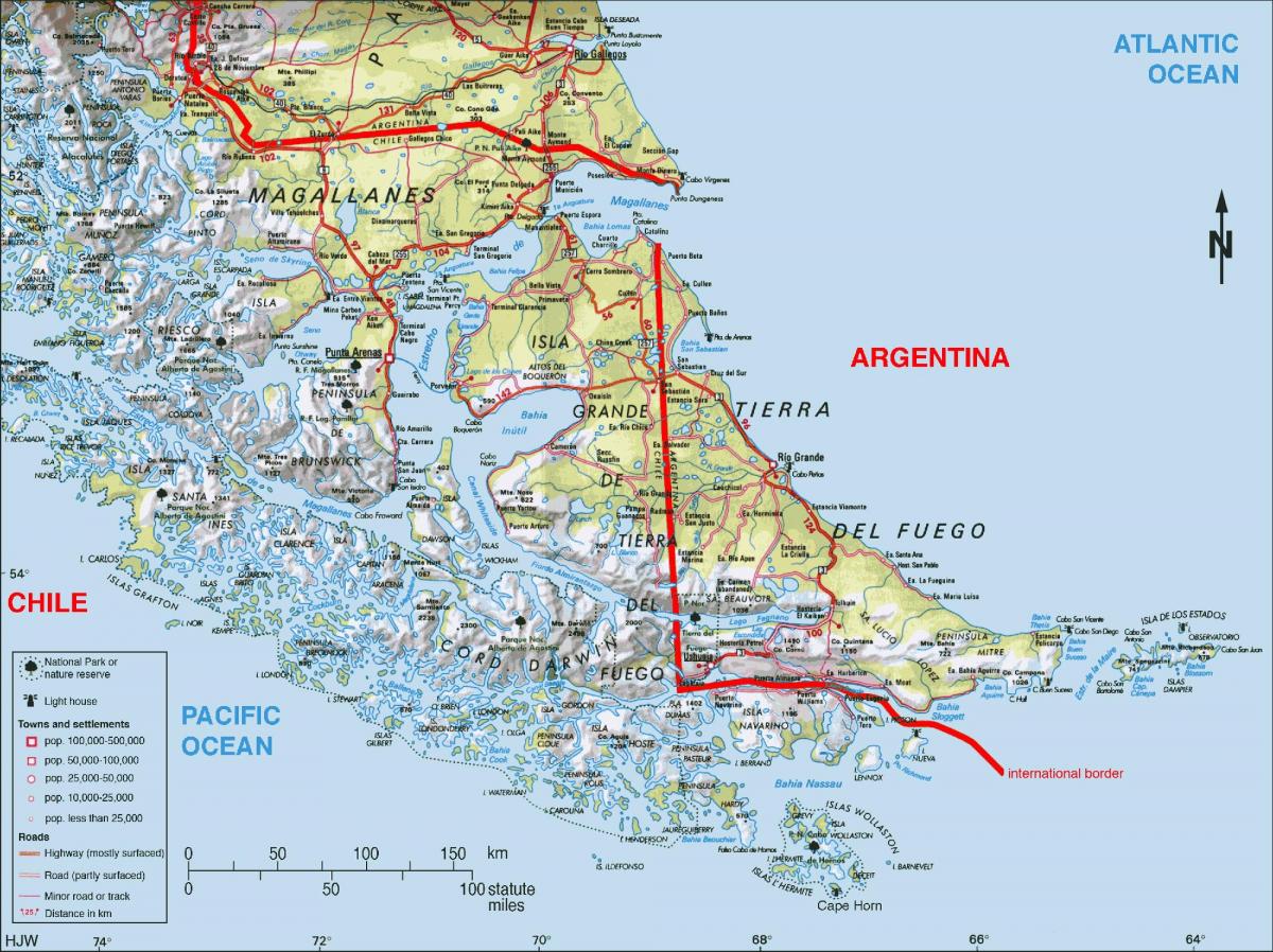 pietų Čilė žemėlapyje