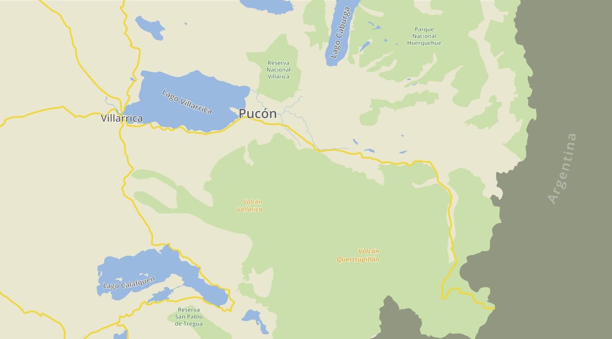 Žemėlapis pucon Čilė