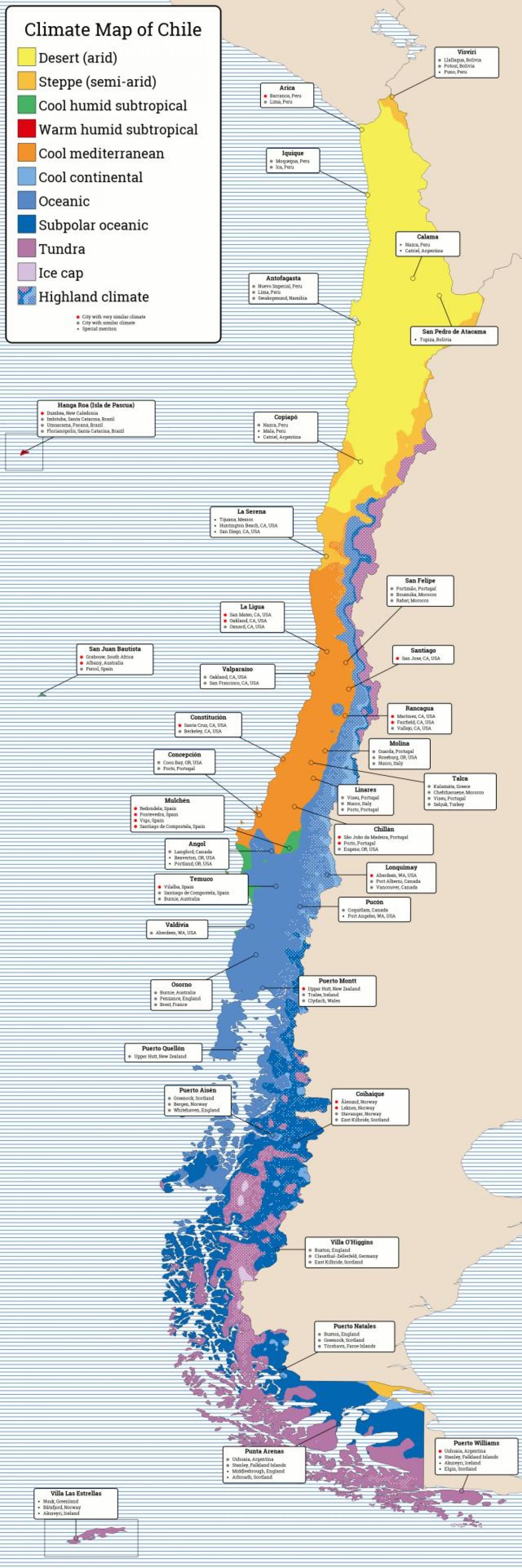 Žemėlapis Čilės klimatas